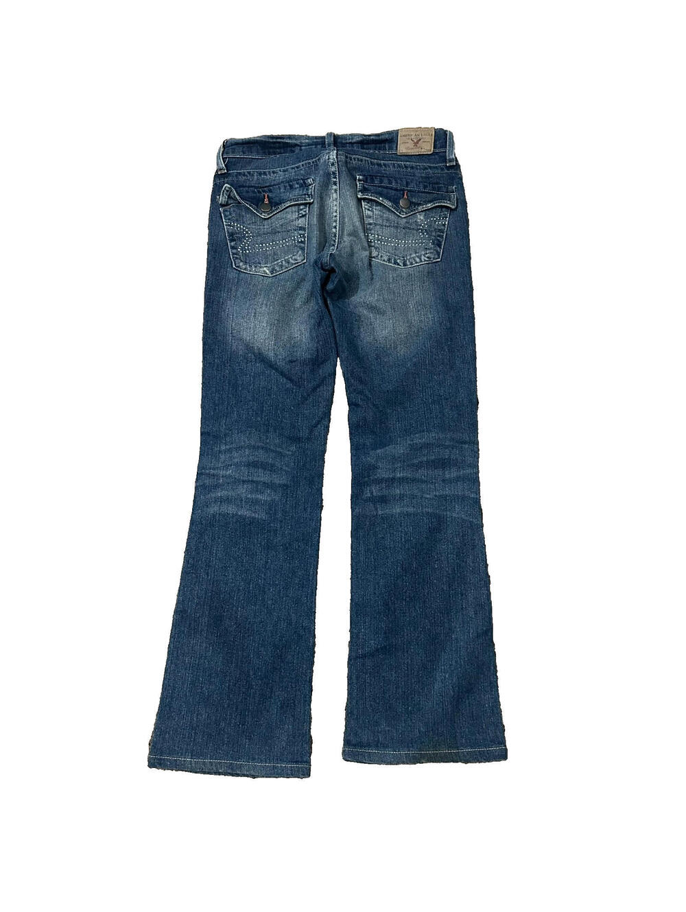 American Eagle Outfitters Women 2 Jeans Y2K Boot Stretch Blue Flap Pocket